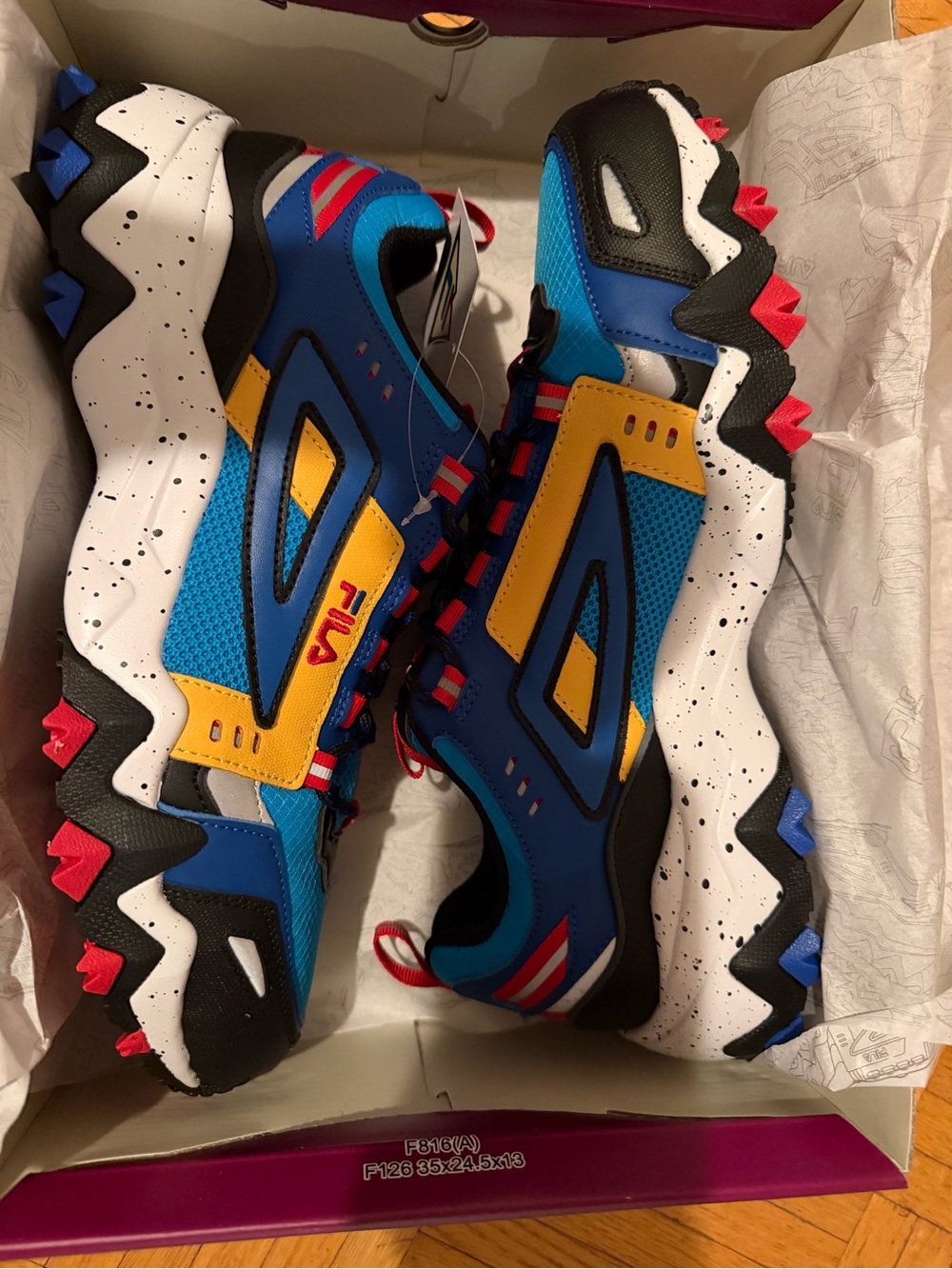 FILA Blue, Yellow & Red Trail Sneakers